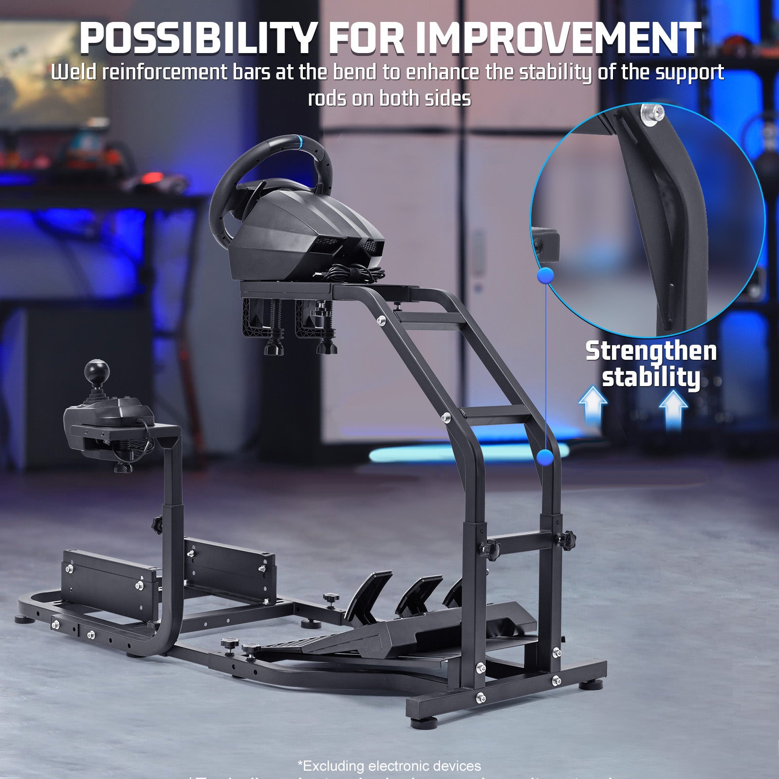 Marada Racing Simulator Cockpit with V2 Support Game Support Stand Up Simulation Driving Bracket for Logitech G29, G27, G25, G923 Racing Steering Wheel Stand Without Wheel and Pedals