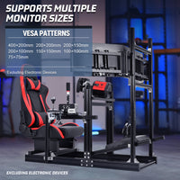 Marada 4080 Aluminum Sim Cockpit with Red Seat & Triple Monitor Mount,No Electronics Included