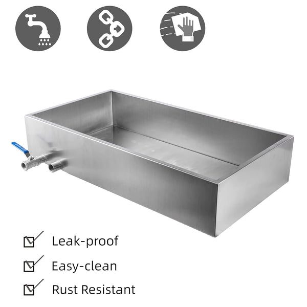 Marada Maple Syrup Boiling Pan 304 Stainless Steel with One Valve Two Interfaces Maple Syrup Evaporator Pan (30" L x 20" W x 6" H)