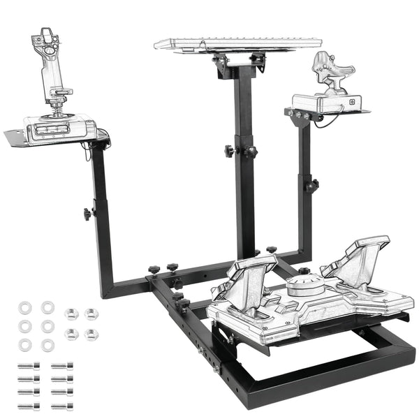 Marada Flight Racing Sim Cockpit Dual Mounting Platform Compatible with Logitech, PXN, Thrustmaster HOTAS Warthog, G29, G920, G923, X52 Adjustable Stand Wheel, Pedal, Throttle, Joystick Not Included