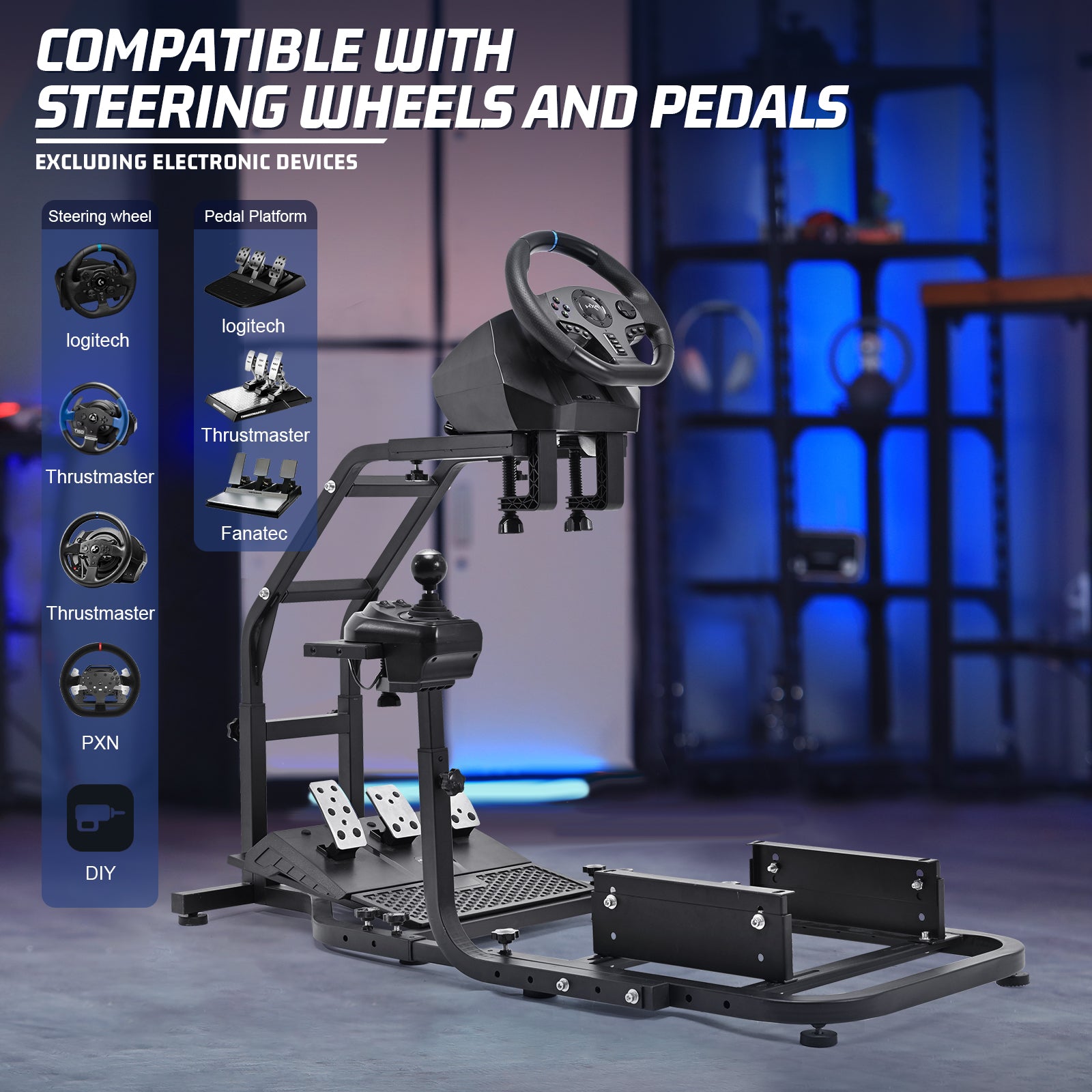 Marada Racing Simulator Cockpit with V2 Support Game Support Stand Up Simulation Driving Bracket for Logitech G29, G27, G25, G923 Racing Steering Wheel Stand Without Wheel and Pedals