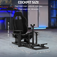 Marada Universal Flight Simulation Cockpit with Racing Seat or Racing Wheel Stand Adjustable Compatible with Thrustmaster HOTAS Warthog,Logitech G29 G920 Wheels,Pedals,Throttle,Joystick Not Included