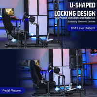 Marada Racing Cockpit with TV Stand & Black Seat Fit for Logitech G923 G920, Thrustmaster, T3PA/TGT, Wheel and Pedal Not Included Driving Simulator Cockpit-55