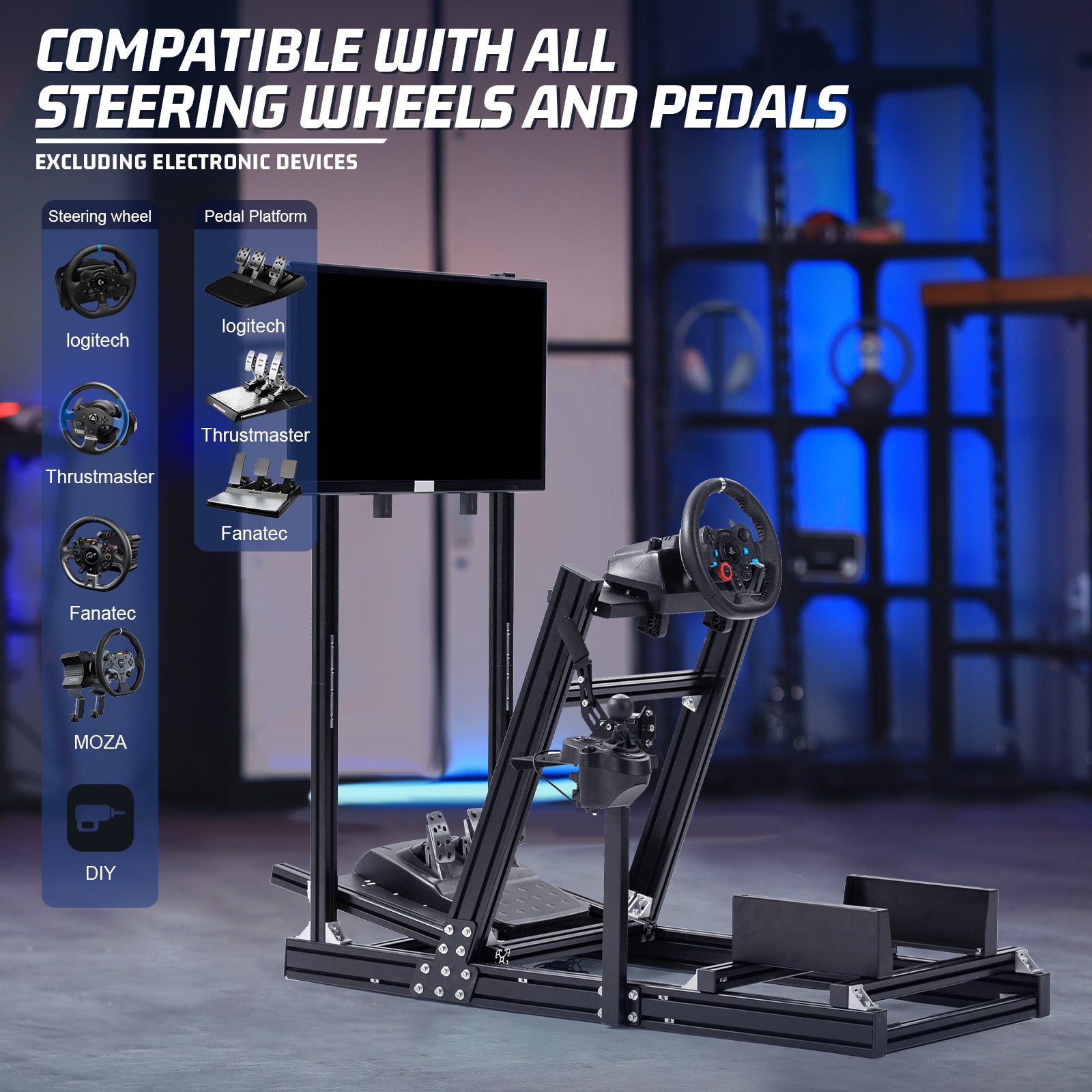 Marada Sim Racing Cockpit 4080 Aluminum Frame Compatible with Thrustmaster Fanatec Logitech Racing Wheels