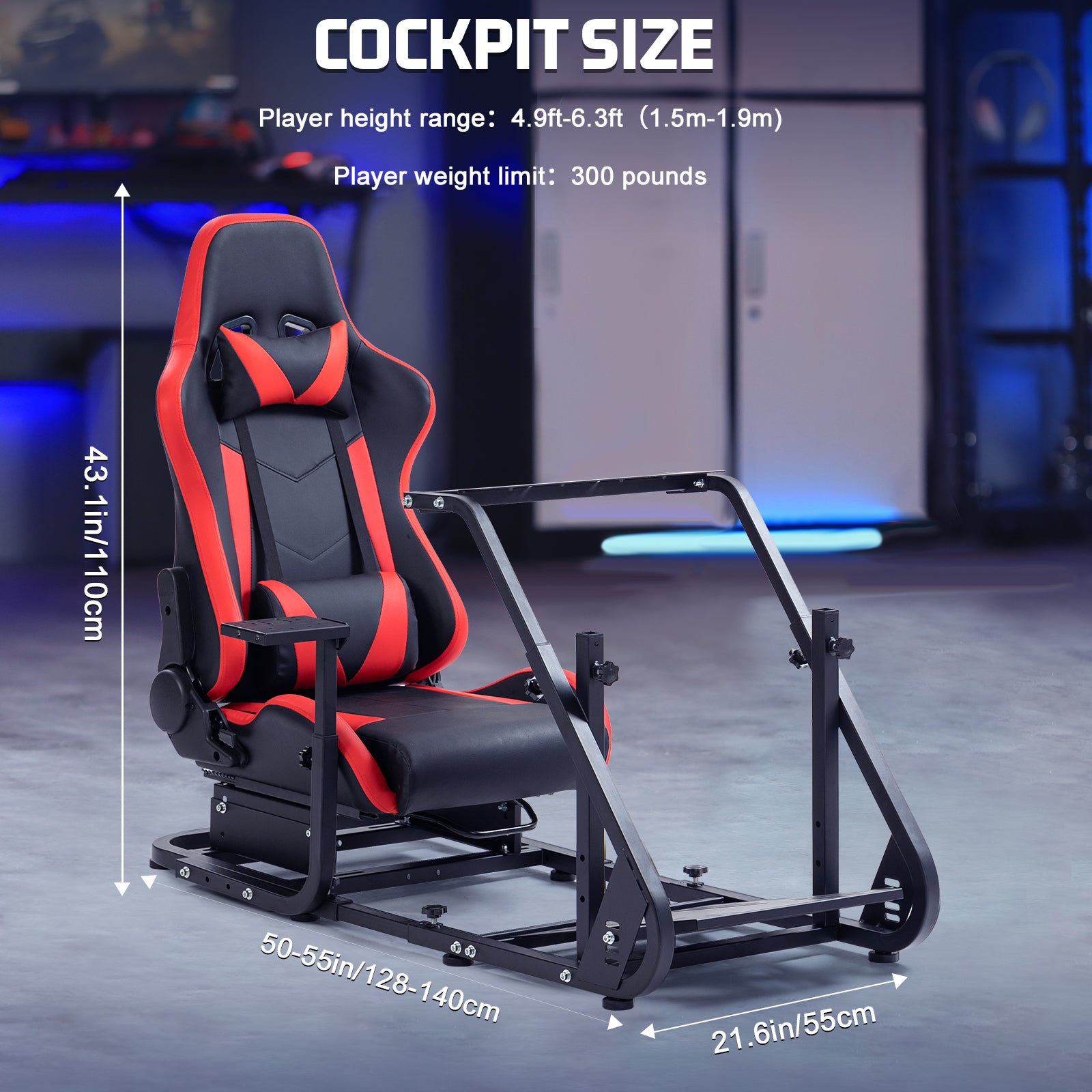 Marada Adjustable Racing Simulator Cockpit Frame with Gear Shifter Mou
