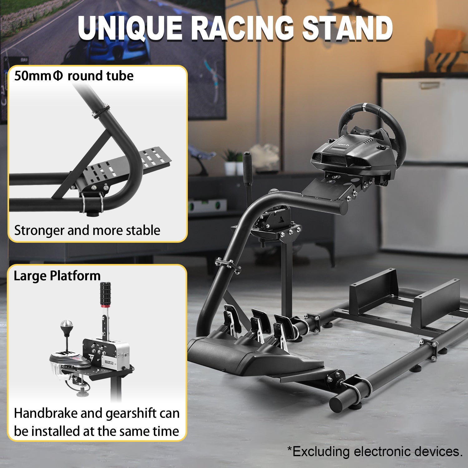 Marada Pro Racing Simulator Cockpit Stand Adjustable Fit for Logitech G25 G27 G29 G920