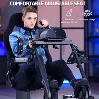 Marada Flight Sim Cockpit with Black Seat and Racing Wheel Stand for Driving and Flight Simulator Fit for HOTAS Warthog, Thrustmaster,Logitech Adjustable |Throttle,Joystick,Keyboard not Included|