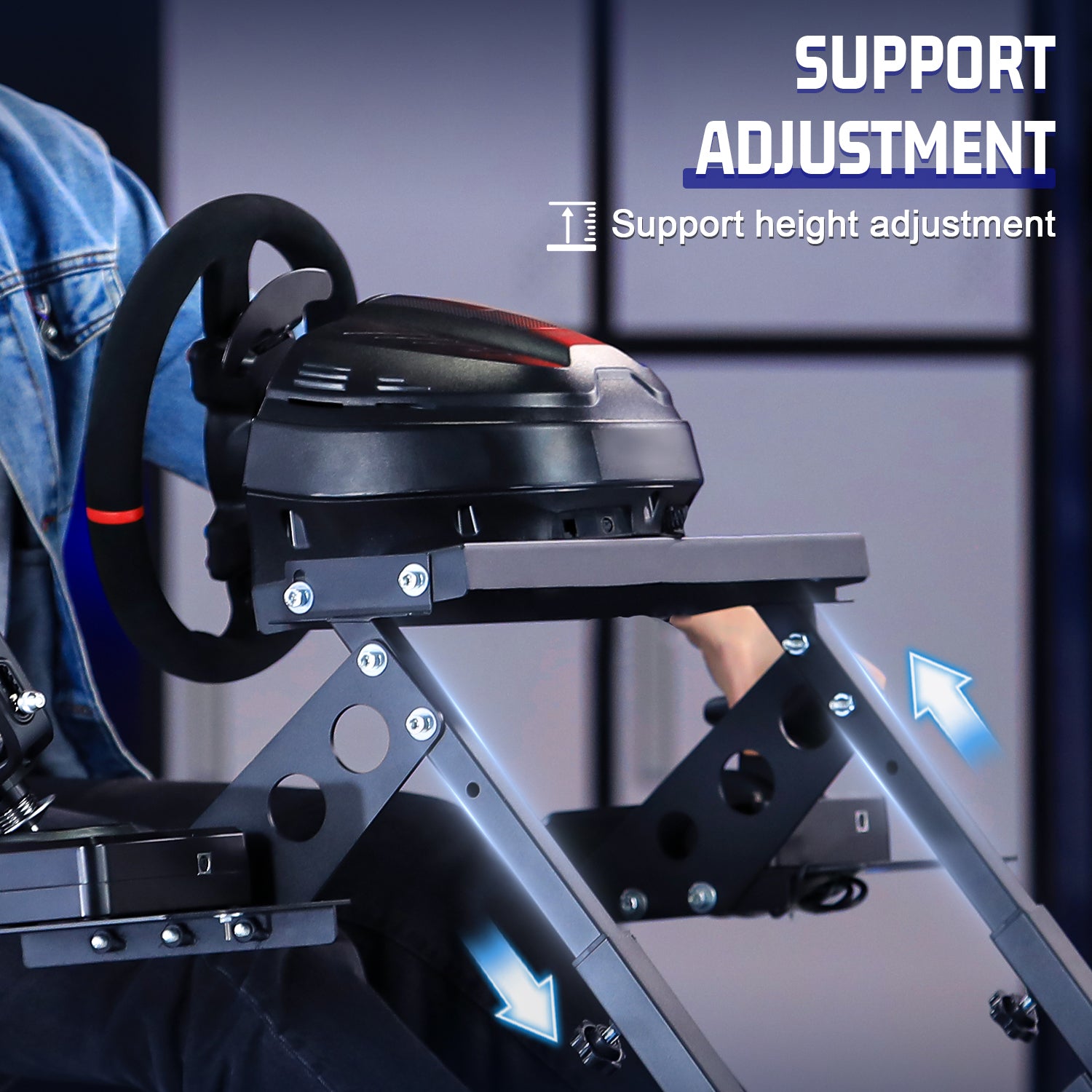 Marada Foldable Racing Wheel Stand Flight Sim Cockpit Compatible with Logitech, Thrustmaster and PXN Gaming Devices Adjustable X-Shape Simulator Mount Electronic Device Not Included