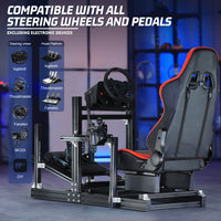 Marada 4080 Aluminum Alloy Racing Cockpit – Stable F1-Style Simulator Stand with Ergonomic Red Seat for Logitech/Thrustmaster/Fanatec Wheels. (Electronics Not Included)