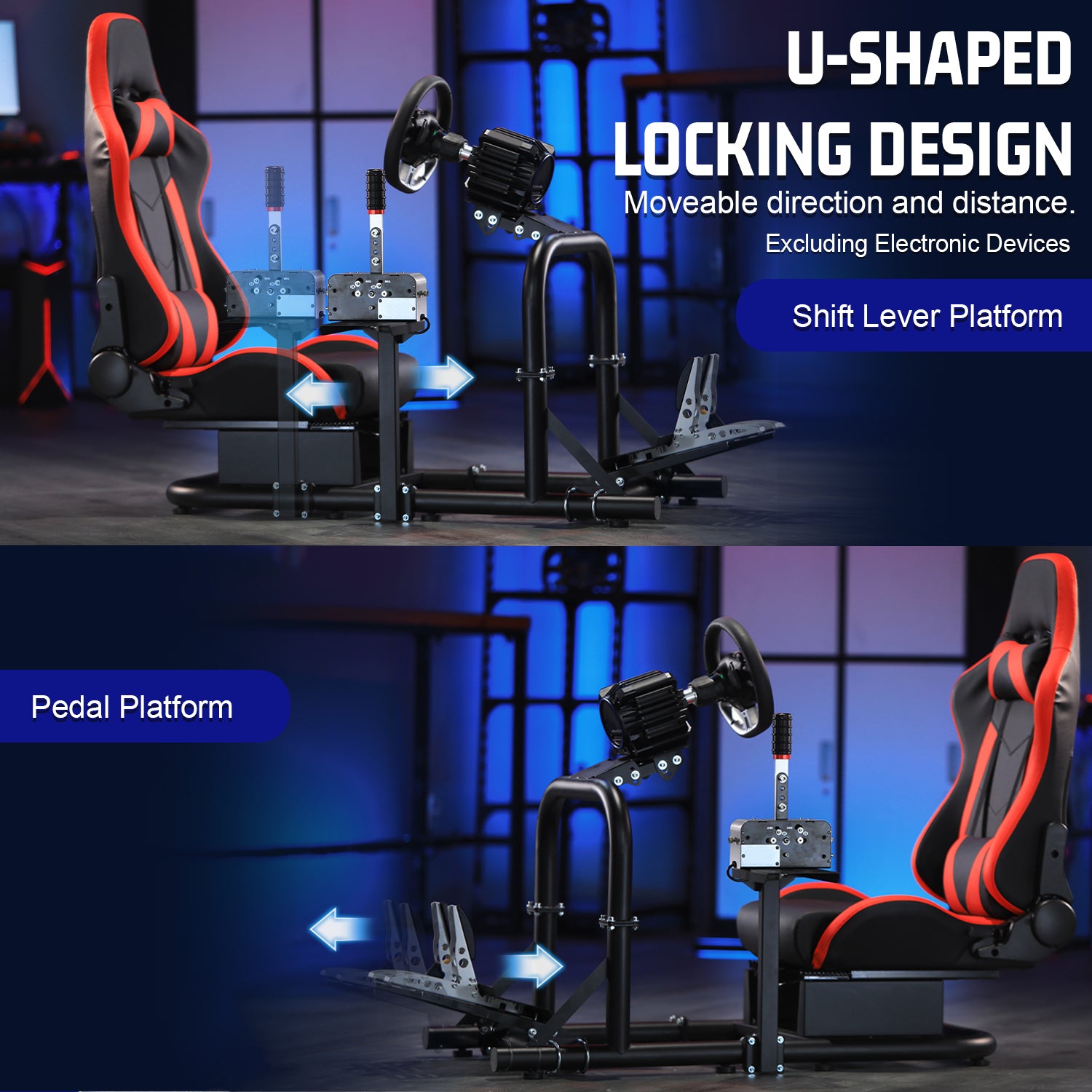 Marada G920 Racing Simulator Cockpit Frame Large Round Tube Stable and Adjustable Racing Wheel Stand Fit for Logitech G25 G27 G29 G920 Thrustmaster T80 T150 Wheel, Pedals and Shifter Not Include（with Red Seat）