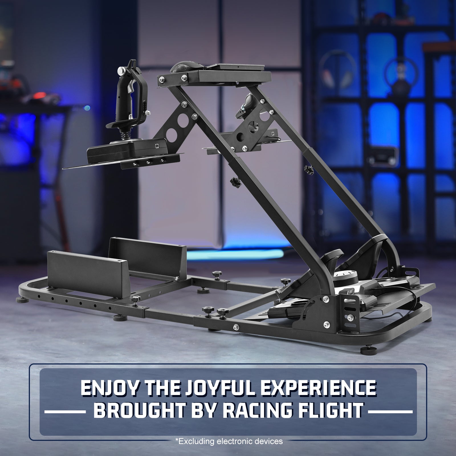 Marada Foldable Flight Racing Sim Cockpit Dual Platform Compatible with Thrustmaster, PXN, Logitech G29, G920, X52, X56 Adjustable Gaming Simulator Stand Throttle & Joystick & Keyboard Not Included