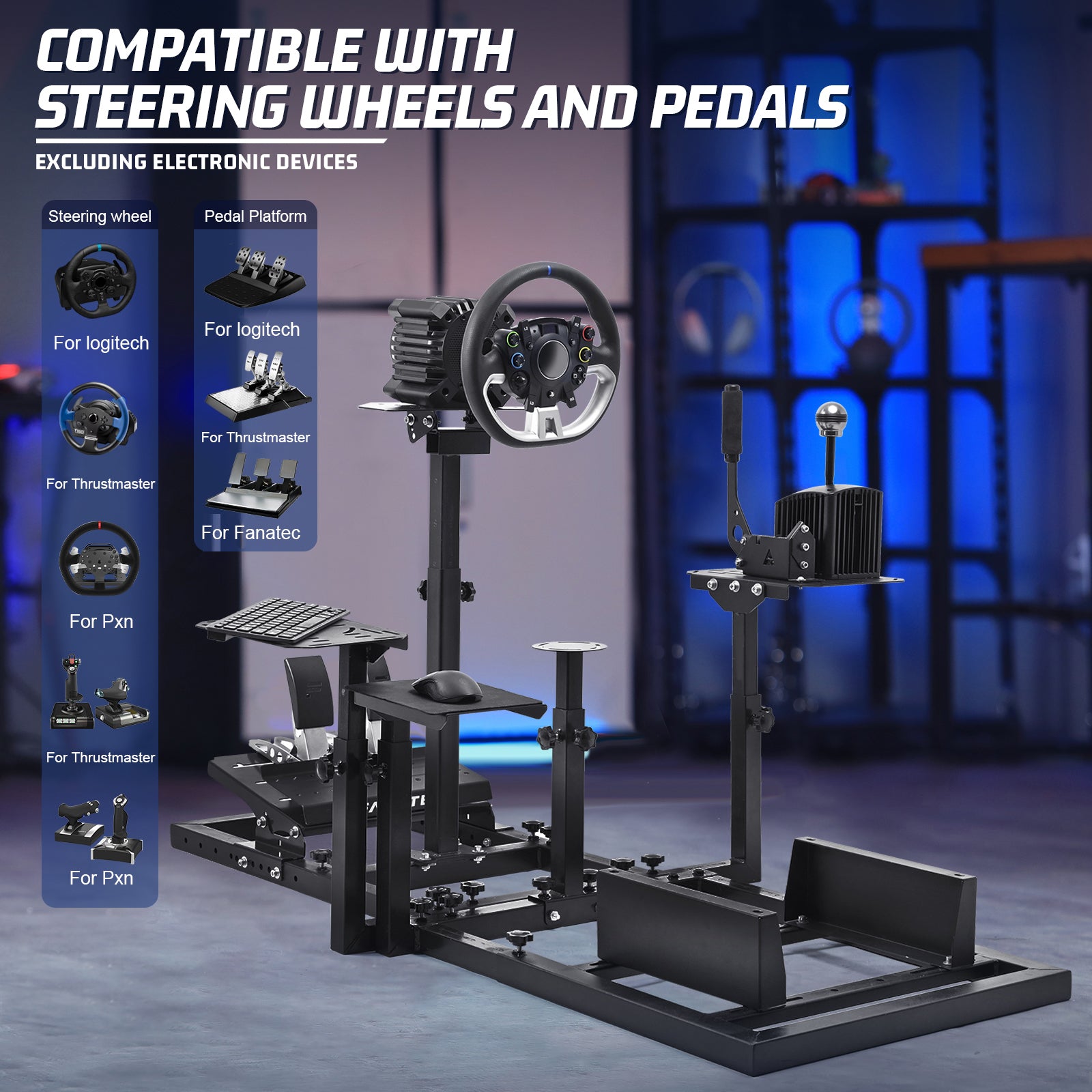 Marada Flight Simulation Cockpit Adjustable Compatible with Thrustmaster HOTAS Warthog,Logitech G25 G27 Wheels,Pedals,Throttle,Joystick Not Included