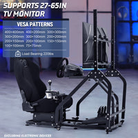 Marada Racing Sim Cockpit with Black Seat & Single Monitor Mount works with Logitech Thrustmaster electronics not included