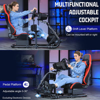 Marada Simulator Racing Wheel Stand (Cockpit 56) Adjustable Fit for |Logitech G25 G27 G29 G920 |Thrustmaster T80 T150 | Fanatec with Red Racing Seat Wheel, Pedals,and Shifter Not Include