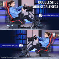 Marada G923 Racing Simulator Cockpit with Red Seat Compatible with Thrustmaster, Logitech,PXN, Fanatec Adjustable Mount Steering Wheel, Pedal, Handbrake Not Included