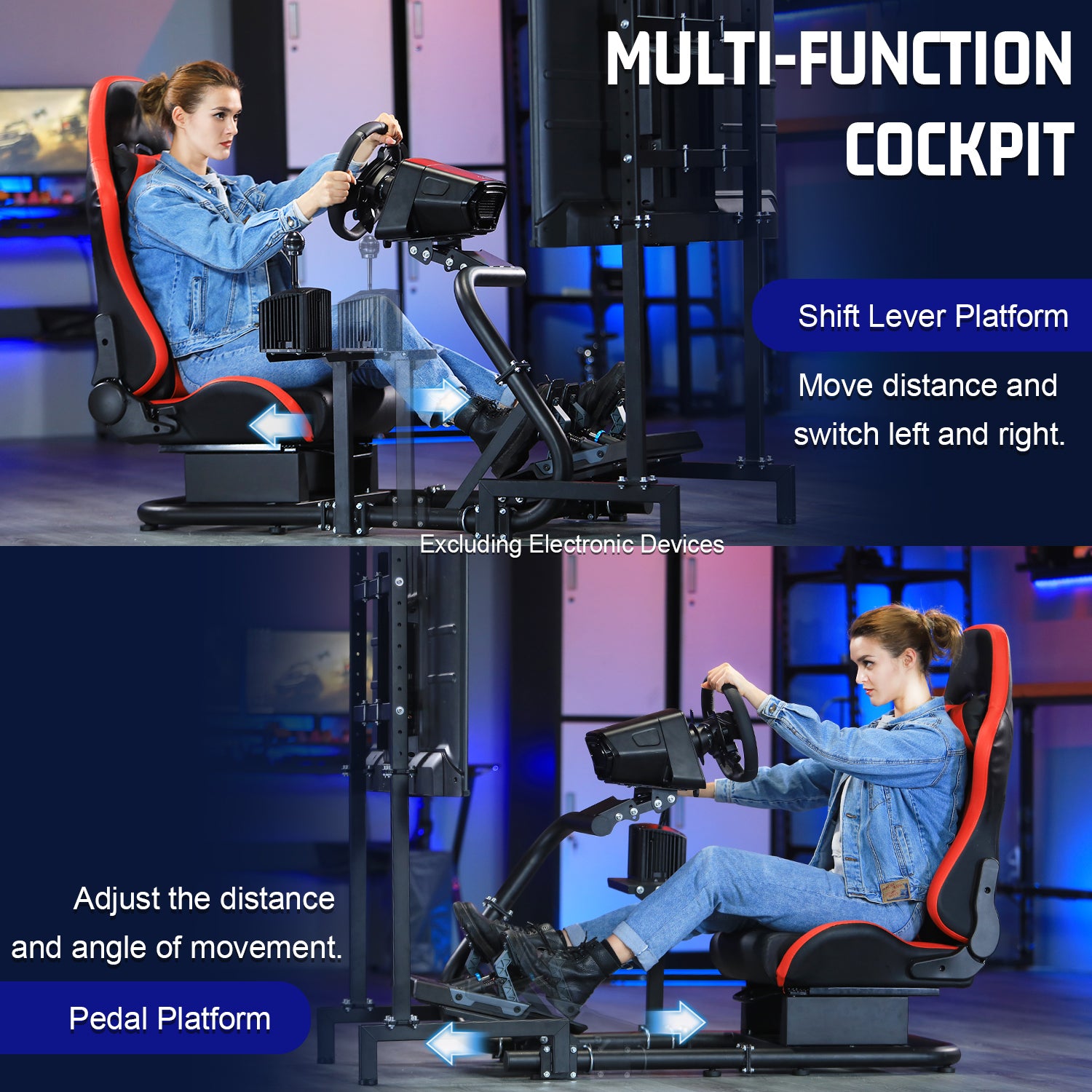 Marada Racing Cockpit with TV Stand & Red Seat Fit for G923 G920 T500,FANTEC,T3PA/TGT Stable & Strong Wheel and Pedals Not Included