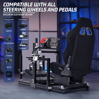 Marada 4080 Aluminum F1 Racing Cockpit Stand with Black Seat – Full Adjustable Simulator Frame Compatible with Logitech/Thrustmaster/Fanatec (Wheel/Pedals/Shifter Not Included)