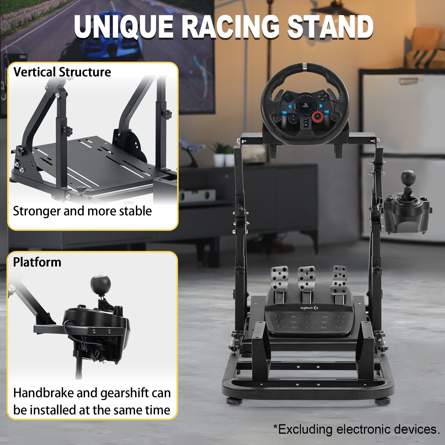 Marada Stable Racing Simulator Cockpit Stand Fit for Logitech G27 G29 G923 G920 Thrustmaster T80