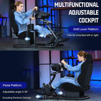 Marada Simulator Racing Wheel Stand (Cockpit 56) Adjustable Fit for |Logitech G25 G27 G29 G920 |Thrustmaster T80 T150 | Fanatec with Black Racing Seat Wheel, Pedals,and Shifter Not Include