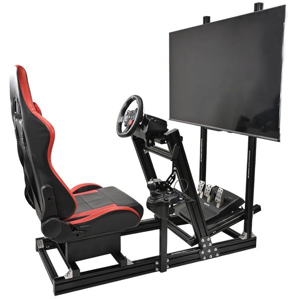 Marada Sim Racing Cockpit Wheel Stand Adjustable Aluminum Fit for Thrustmaster,Fanatec,Moza,Logitech,PXN Racing Frame with Seat