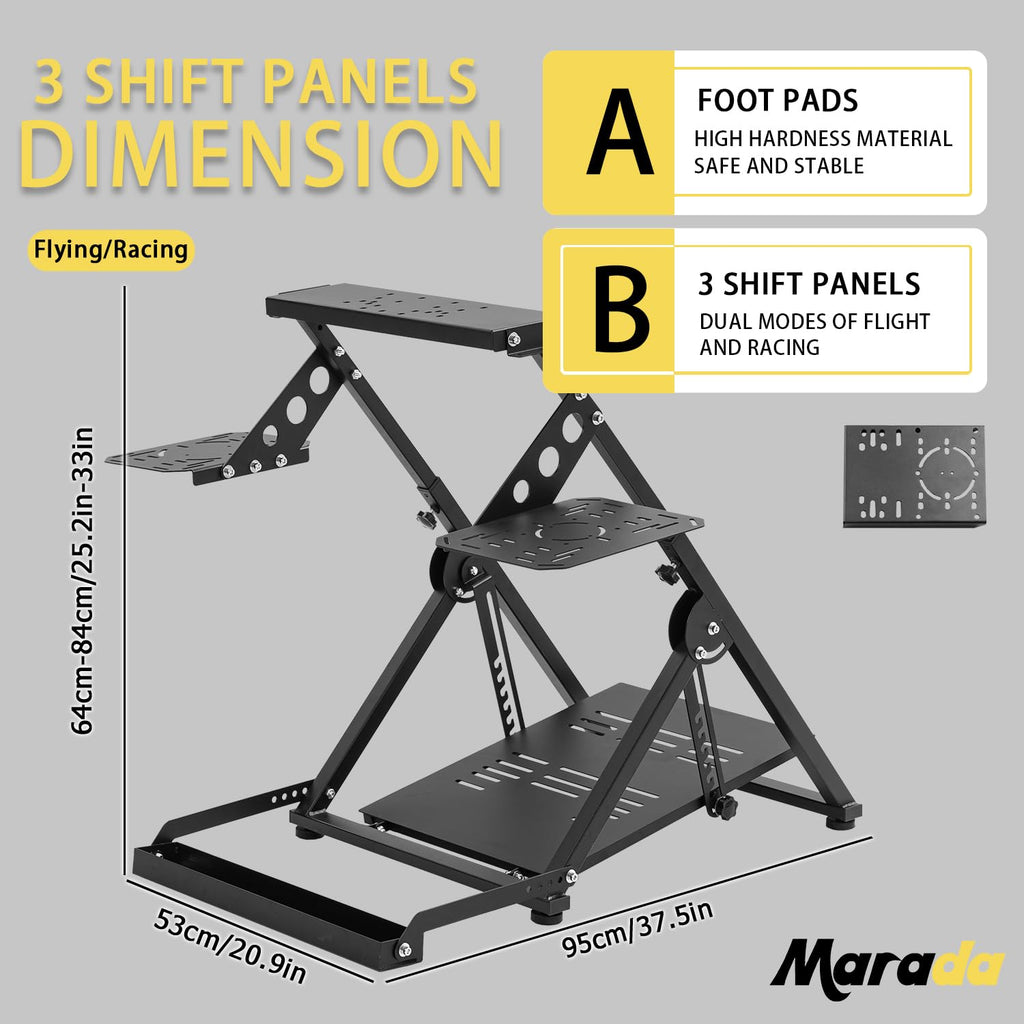 Marada Foldable Racing Wheel Stand Flight Sim Cockpit Compatible with