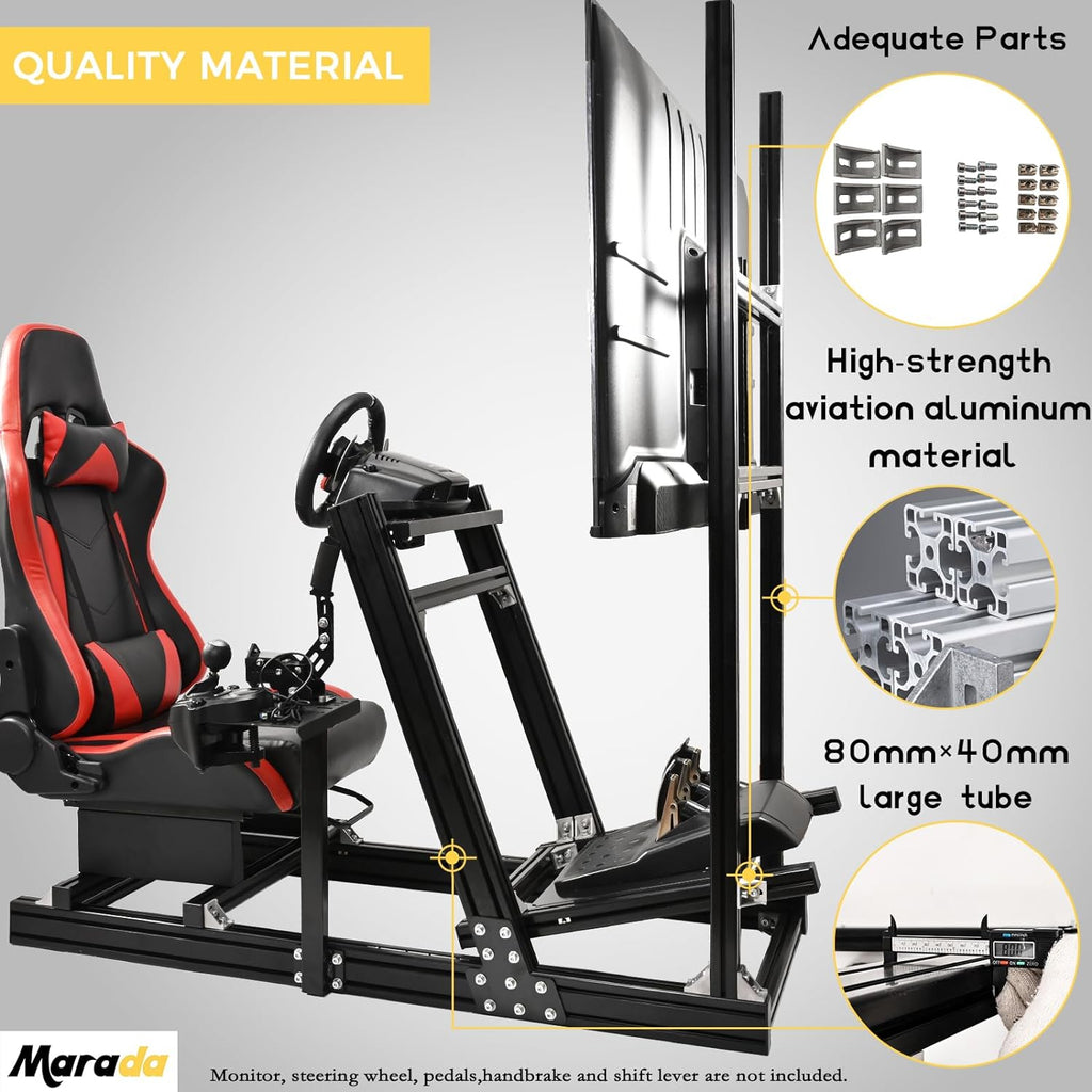Marada Sim Racing Cockpit Wheel Stand Adjustable Aluminum Fit for Thru