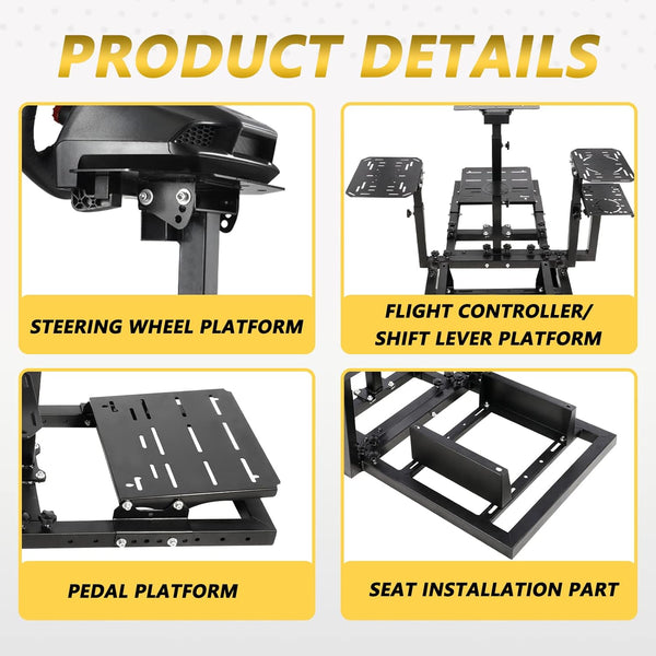 Marada Flight Simulation Cockpit Adjustable Compatible with Thrustmaster HOTAS Warthog,Logitech G25 G27 Wheels,Pedals,Throttle,Joystick Not Included