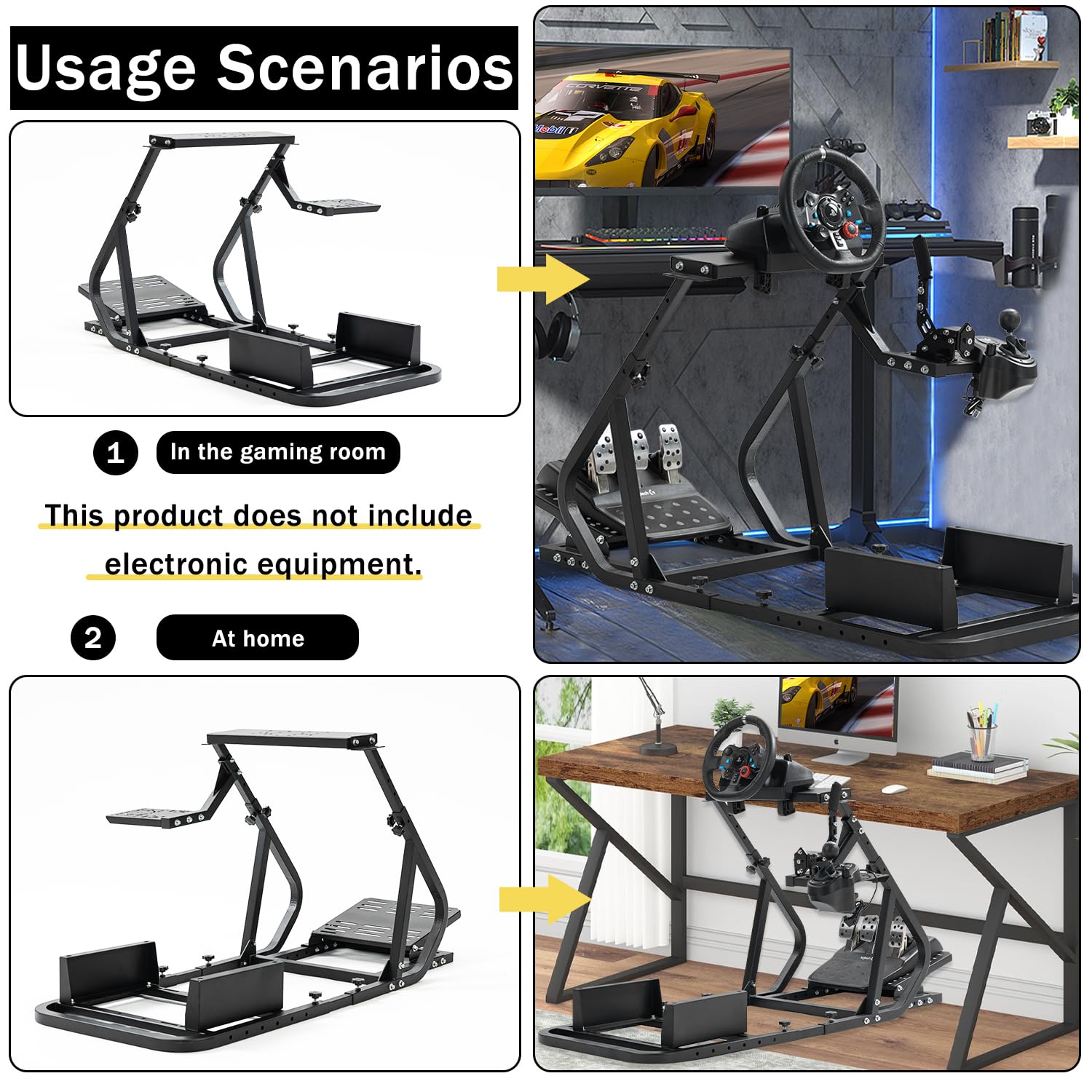 Marada G29 Stable Racing Simulator Cockpit Compatible with Thrustmaster/Logitech/PXN/Fanatec T300RS, T500RS, G25, G27, G923, G920, Adjustable Mount Steering Wheel, Pedal, Handbrake Not Included