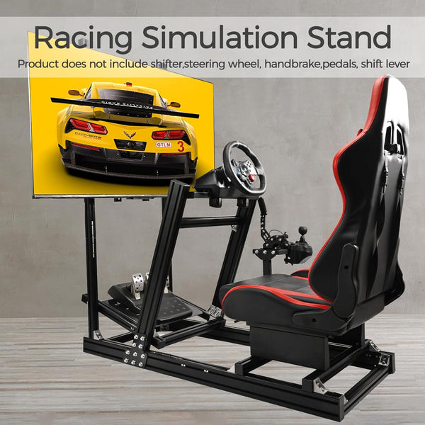 Marada Sim Racing Cockpit Wheel Stand Adjustable Aluminum Fit for Thrustmaster,Fanatec,Moza,Logitech,PXN Racing Frame with Seat