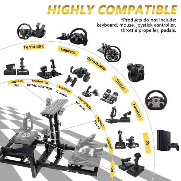 Marada Flight Simulation Cockpit Adjustable Compatible with Thrustmaster HOTAS Warthog,Logitech G25 G27 Wheels,Pedals,Throttle,Joystick Not Included