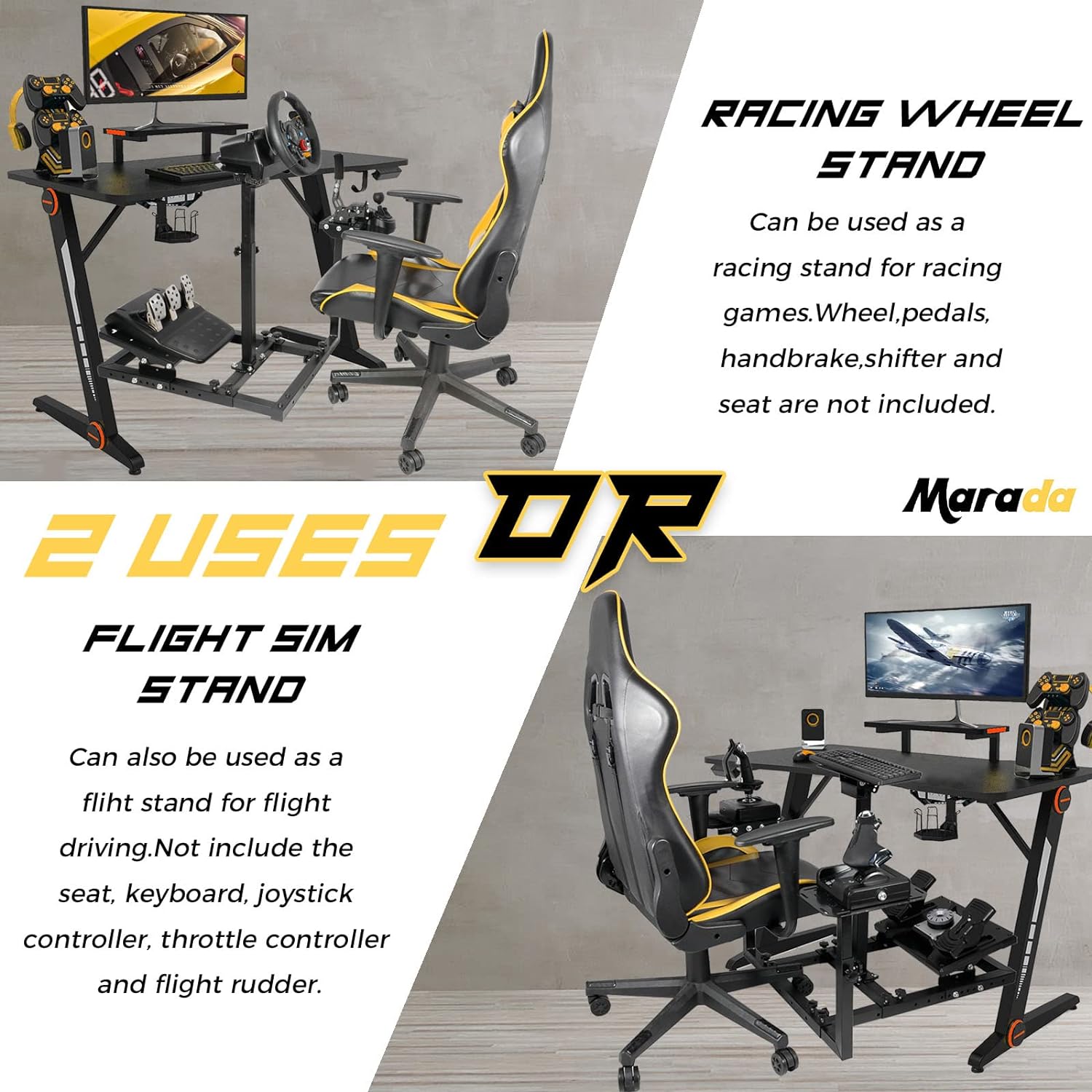 Marada Flight Racing Sim Cockpit Dual Mounting Platform Compatible wit