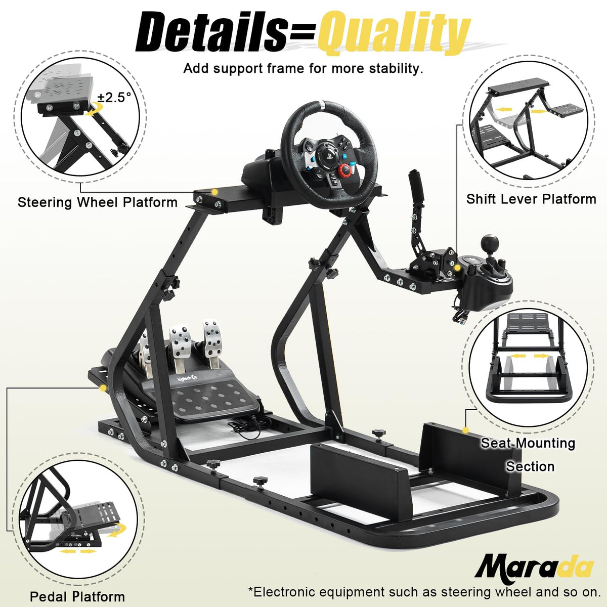 Marada G29 Stable Racing Simulator Cockpit Compatible with Thrustmaste