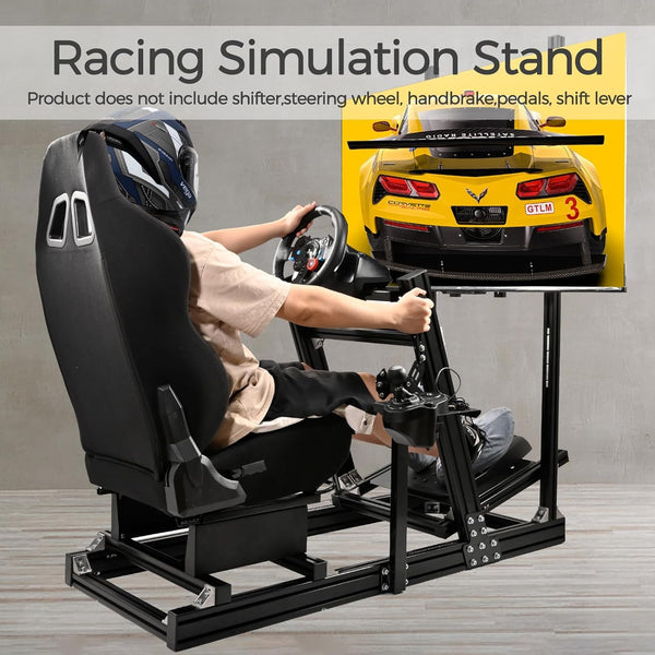 Marada Sim Racing Cockpit Wheel Stand Adjustable Aluminum Fit for Thrustmaster T80,T150,T248X,TX,T300RS,Fanatec，Moza,Logitech G29,G920,G923,PXN Racing Frame with Seat