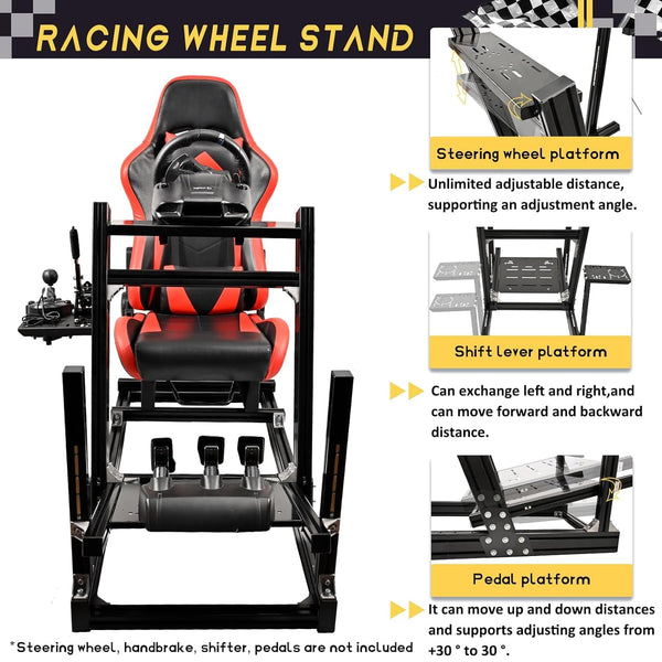 Marada Sim Racing Cockpit Wheel Stand Adjustable Aluminum Fit for ThrustmasterT80,T150,T248X,TX,T300RS,Fanatec,Moza,Logitech G29,G920,G923,PXN Racing Frame with Seat