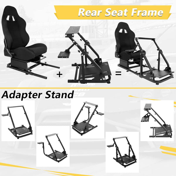 Marada Racing Simulator Cockpit Seat Frame with Black Seat with Bolts Suitable for Dardoo, Supllueer, Anman Sim Gaming Stand Adjustable & Portable Real Driving & Flying Simulation Split Seat Cockpit