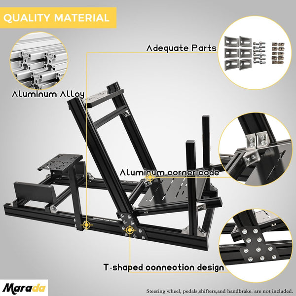 Marada Sim Racing Cockpit Tunable&Aluminum Fit for Logitech G920 G920 G29, Thrustmaster T80 T150 Racing Frame without Seat Wheel and Pedals