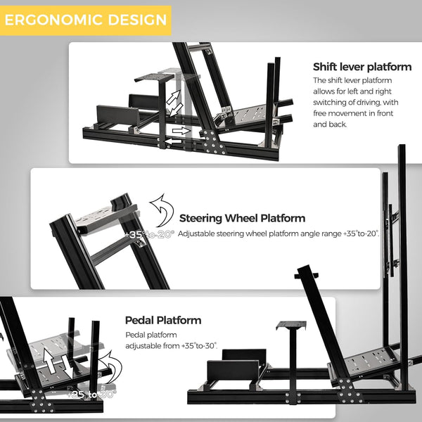 Marada Sim Racing Cockpit Wheel Stand Adjustable Aluminum Fit for Thrustmaster/Fanatec/Logitech/PXN T80,T150,T248X,TX,T300RS,G29,G920,G923, Racing Frame without Wheel & Pedals & Joystick