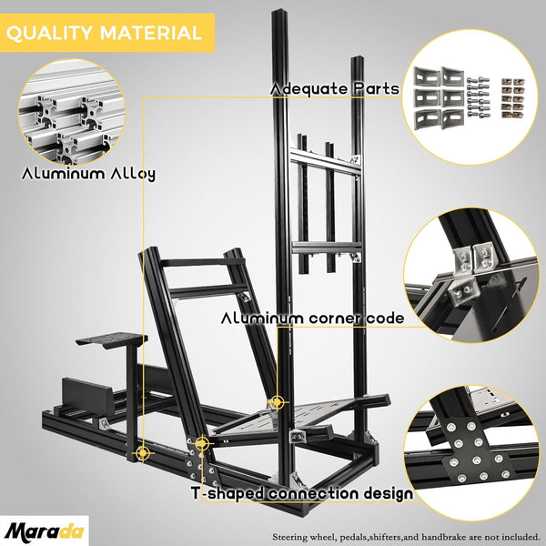 Marada Sim Racing Cockpit Wheel Stand Adjustable Aluminum Fit for Thrustmaster/Fanatec/Logitech/PXN T80,T150,T248X,TX,T300RS,G29,G920,G923, Racing Frame without Wheel & Pedals & Joystick