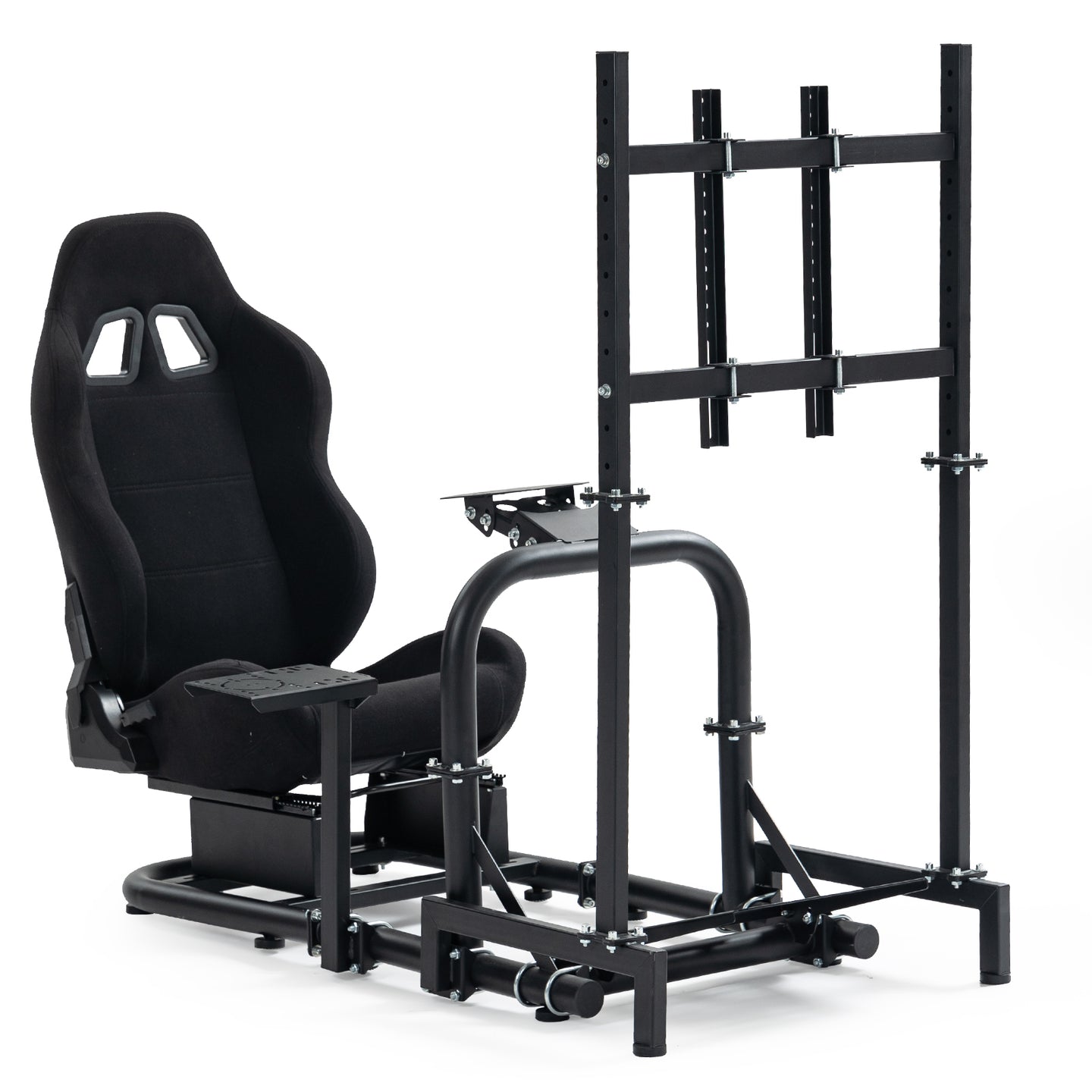 Marada Racing Cockpit with TV Stand & Black Seat Fit for Logitech G923 G920, Thrustmaster, T3PA/TGT, Wheel and Pedal Not Included Driving Simulator Cockpit-55