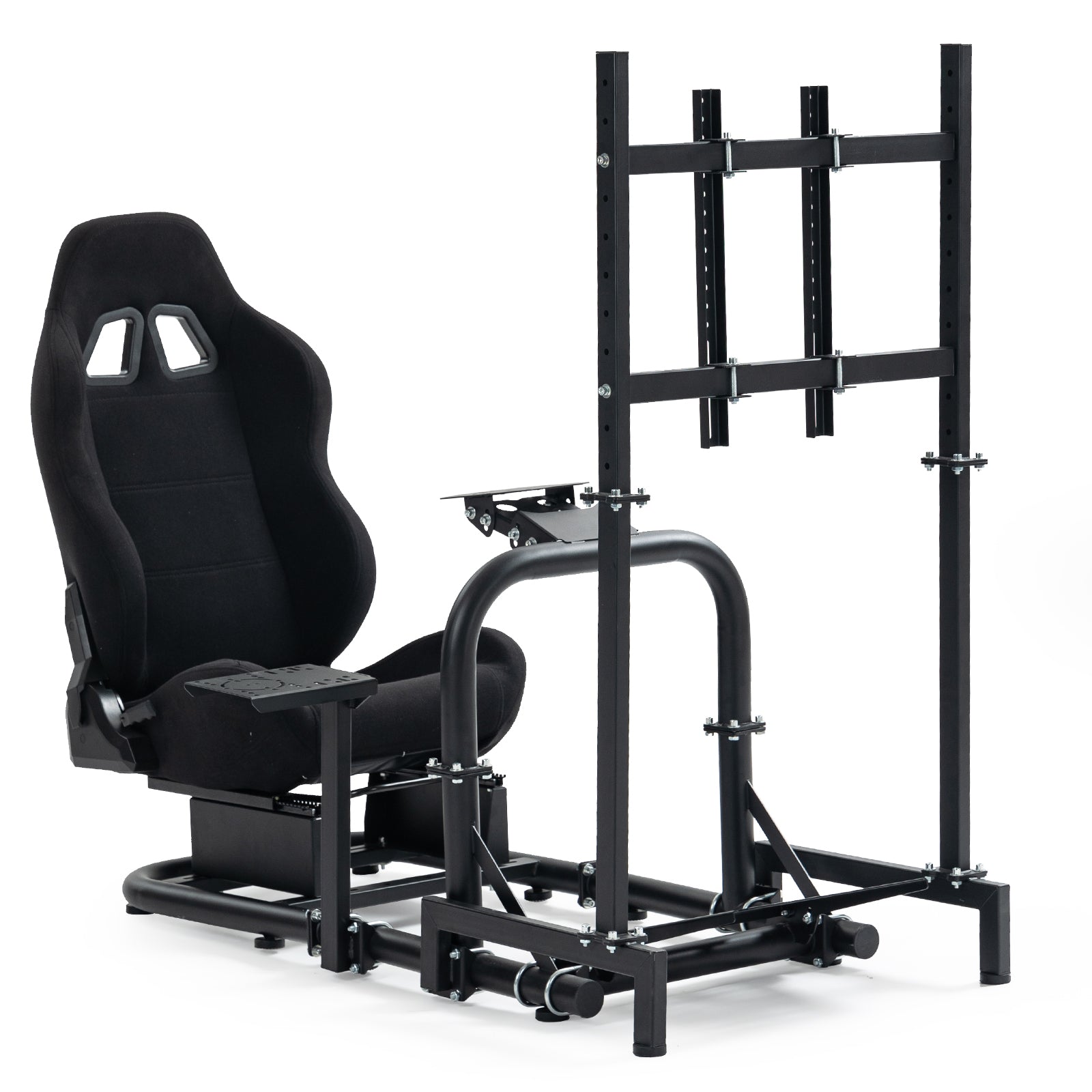 Marada Racing Cockpit with TV Stand & Black Seat Fit for Logitech G923 G920, Thrustmaster, T3PA/TGT, Wheel and Pedal Not Included Driving Simulator Cockpit-55