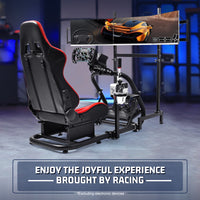 Marada Racing Sim Cockpit with Red Seat & Triple Monitor Stand Fit for Logitech G29