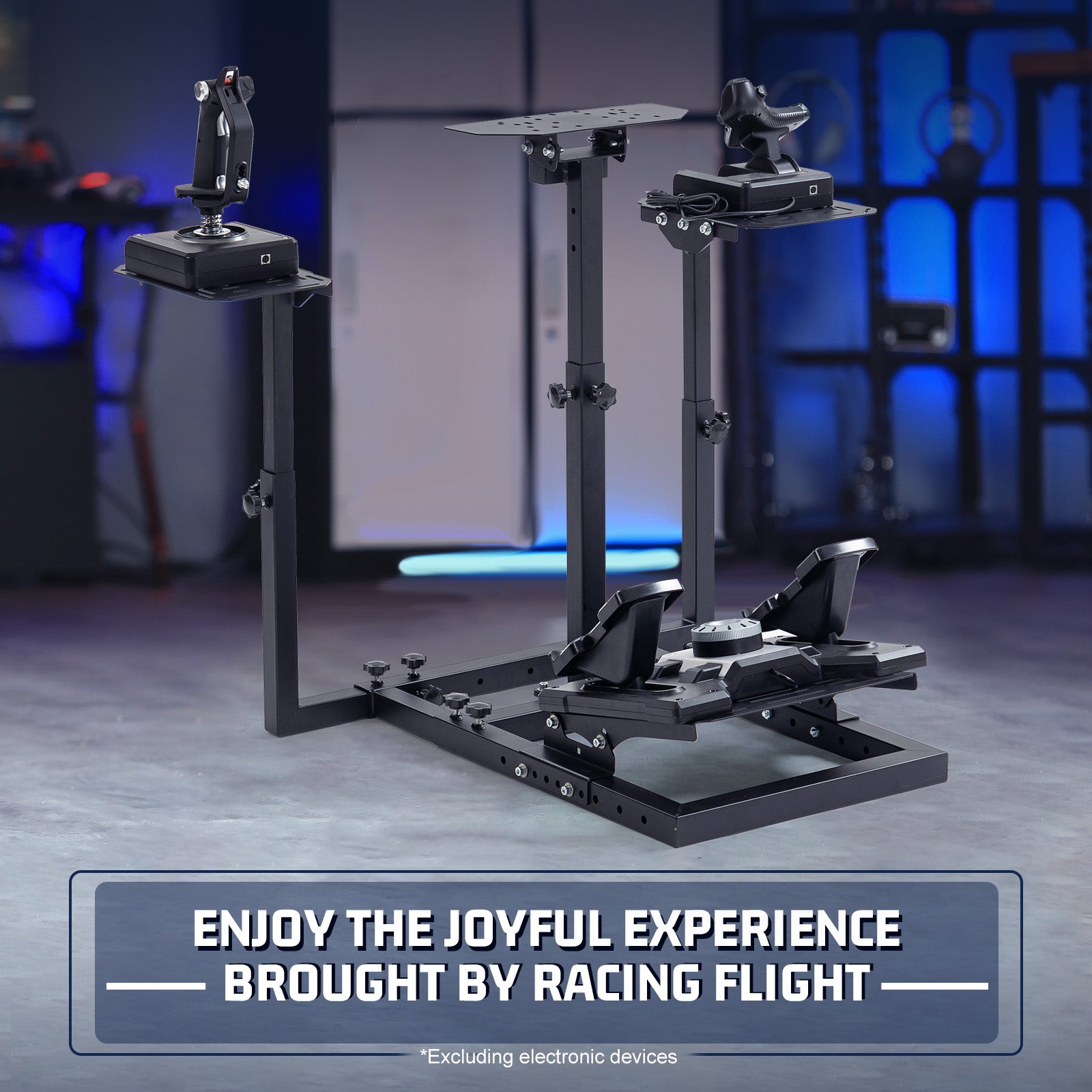 Marada Flight Racing Sim Cockpit Dual Mounting Platform Compatible with Logitech, PXN, Thrustmaster HOTAS Warthog, G29, G920, G923, X52 Adjustable Stand Wheel, Pedal, Throttle, Joystick Not Included