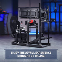 Marada 4080 Aluminum Simulator Cockpit,Adjustable Black Seat, Triple Monitor Mount, Compatible with Major Steering Wheels