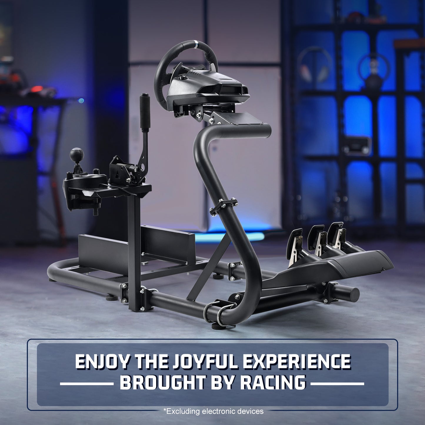 Marada Racing Simulator Frame Adjustable Wheel Stand Round Tube Upgrade fit for Logitech G25 G27 G29 G920 Thrustmaster Tx 458, T500 RS, T300RS Wheels, Shifter and Pedals not Include