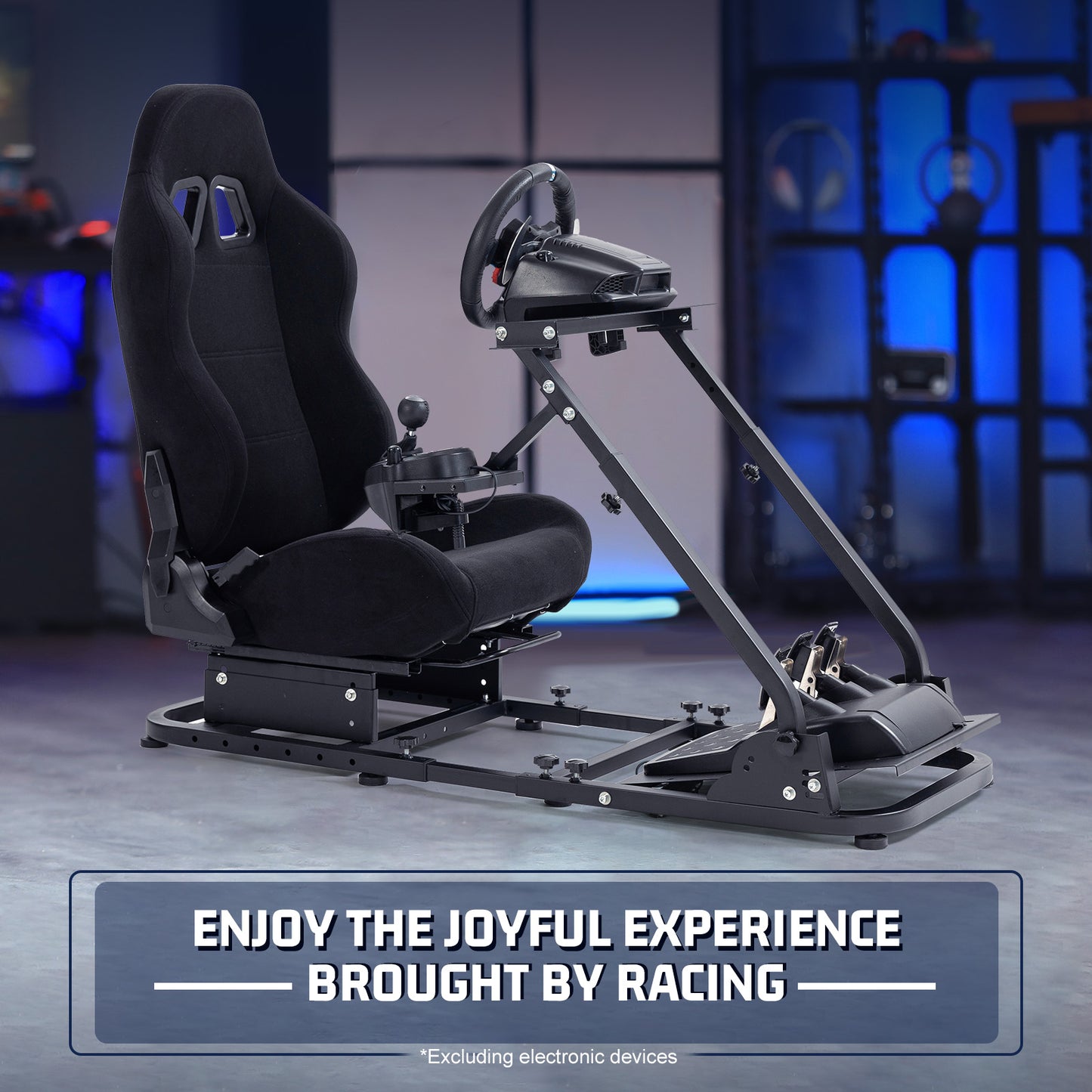 Marada Racing Seat Simulator Cockpit Height Adjustable Racing Steering Wheel Stand/Fits Fantec, Logitech G25, G27, G29, Thrustmaster/Compatible with Xbox One, Playstation, PC Platforms