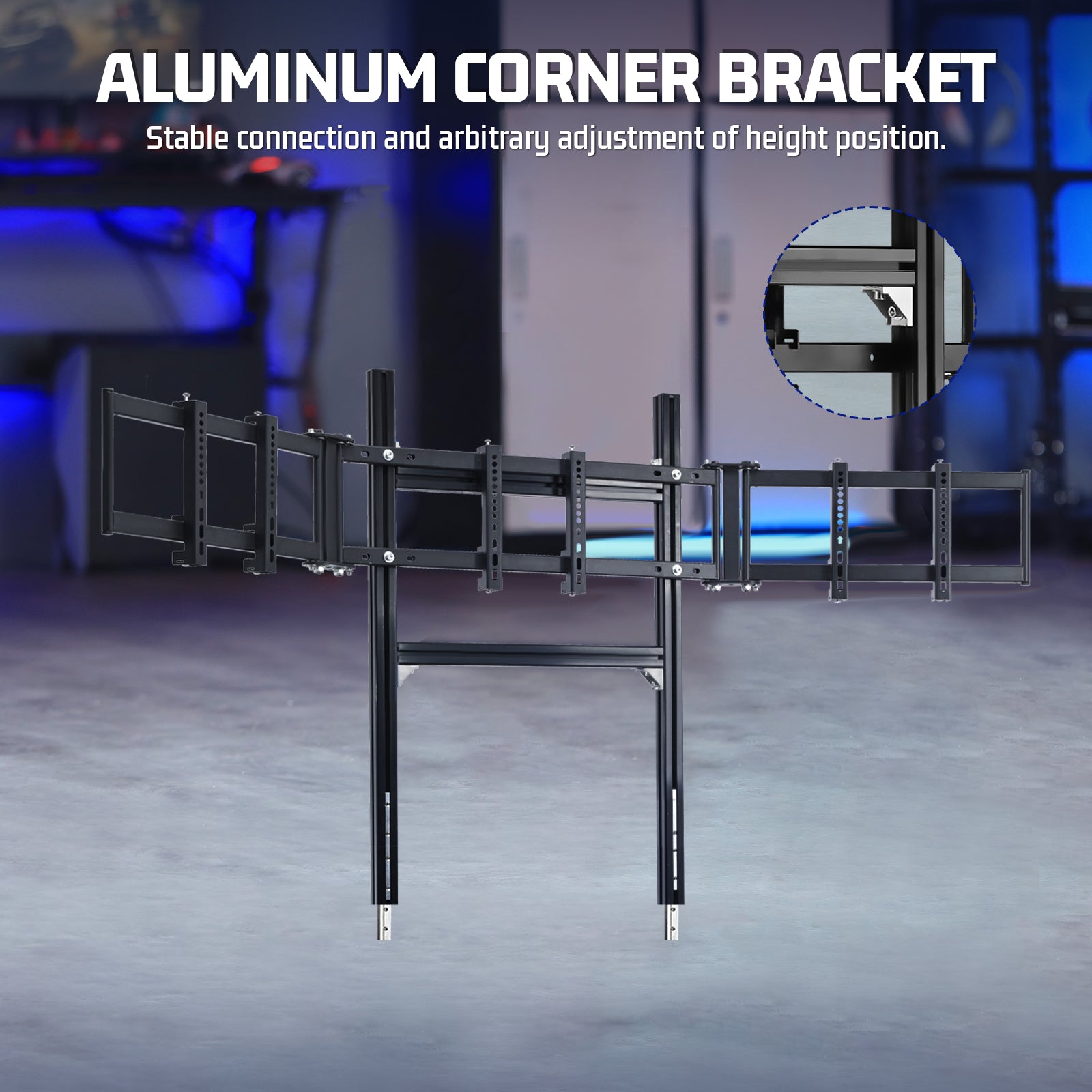 Marada 4040T-type Aluminum Triple Monitor Mount For Aluminum Alloy Racing Simulator Cockpit