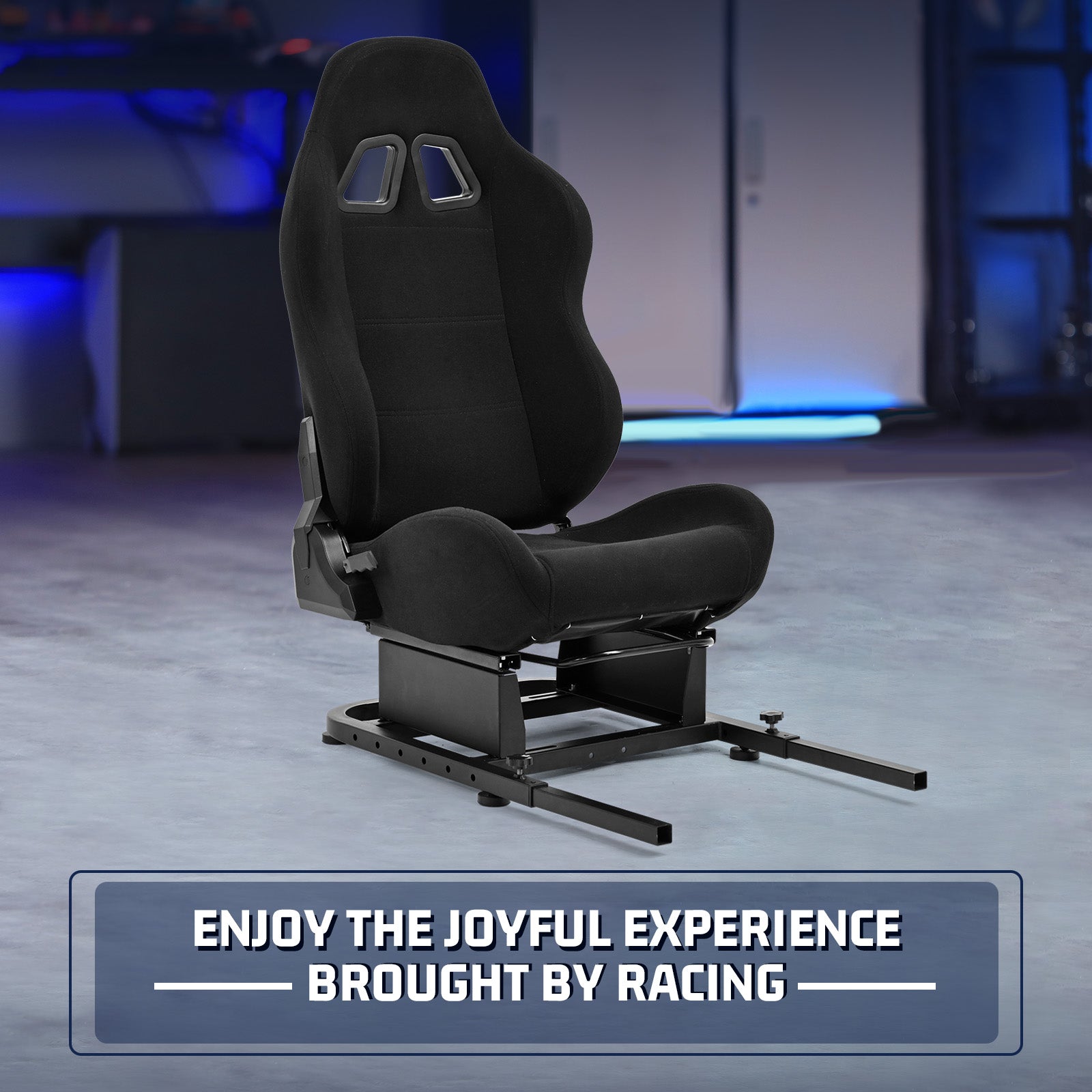 Marada Racing Simulator Cockpit Seat Frame with Black Seat with Bolts Suitable for Dardoo, Supllueer, Anman Sim Gaming Stand Adjustable & Portable Real Driving & Flying Simulation Split Seat Cockpit