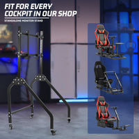 Marada adjustable monitor stand with lockable wheel design is compatible with all cockpit stands sold in our store