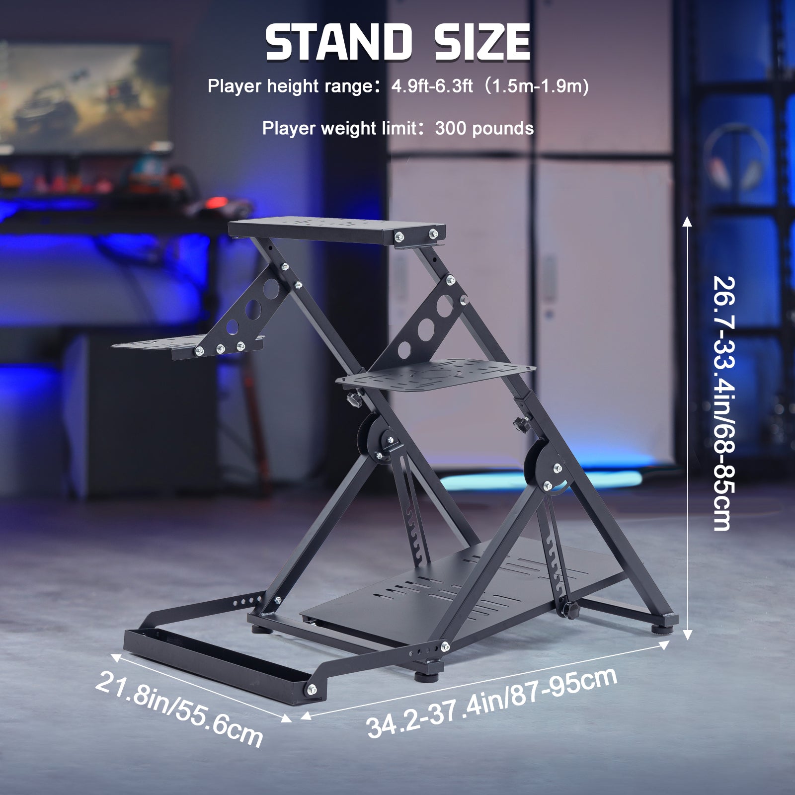 Marada Foldable Racing Wheel Stand Flight Sim Cockpit Compatible with Logitech, Thrustmaster and PXN Gaming Devices Adjustable X-Shape Simulator Mount Electronic Device Not Included