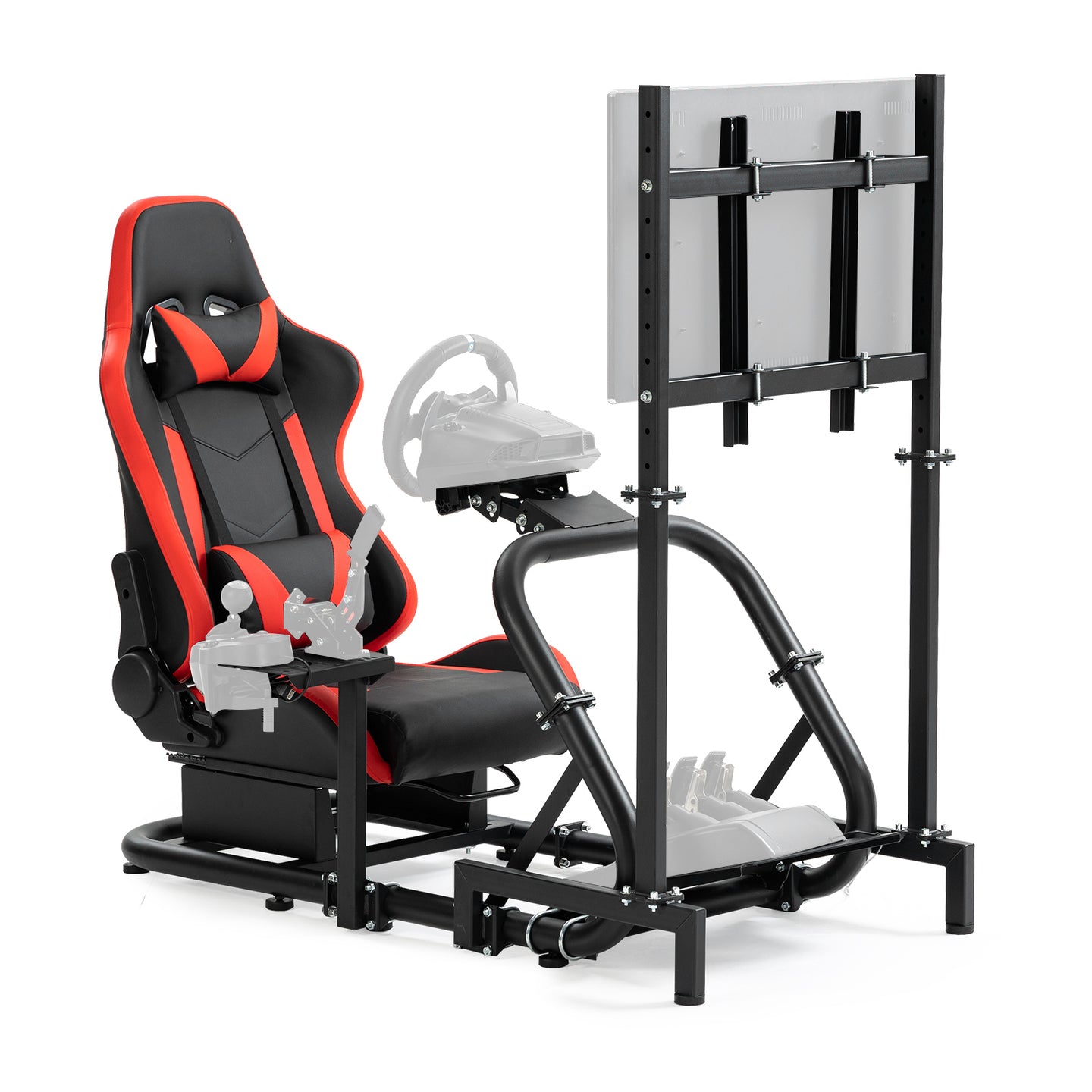 Marada Racing Cockpit with TV Stand & Red Seat Fit for G923 G920 T500,FANTEC,T3PA/TGT Stable & Strong Wheel and Pedals Not Included Driving Simulator Cockpit-54